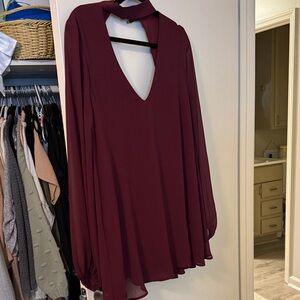 Show Me Your MuMu Deep Red V-Neck Mini Dress